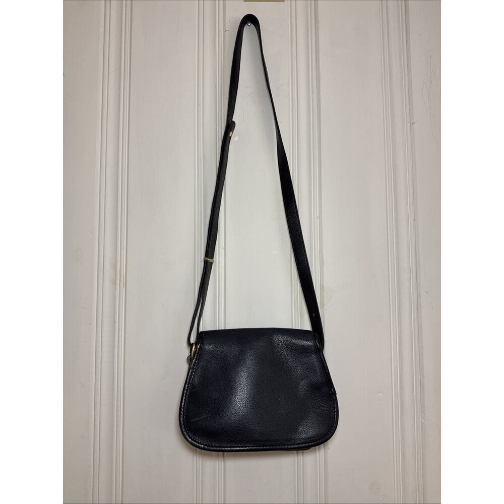 Longchamp Vintage Navy blue Pebbled Leather Small Crossbody Flap Designer Purse - Picture 6 of 9